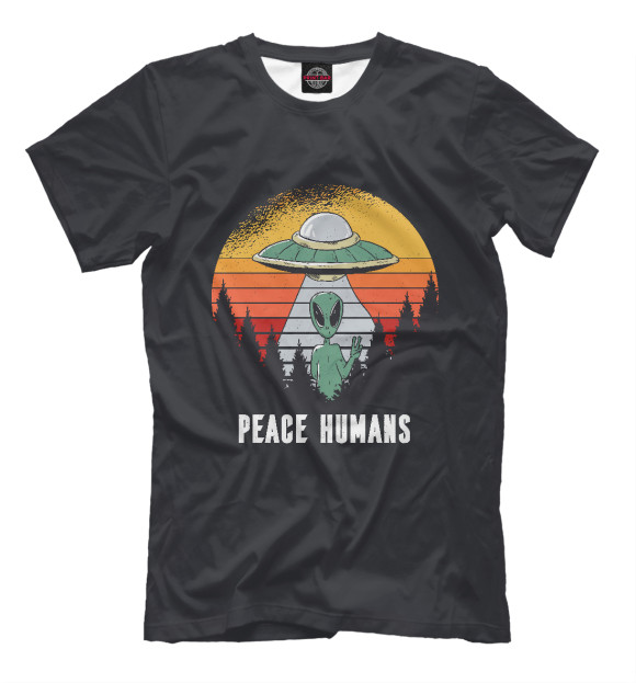 Футболка для мальчиков с изображением Peace humans цвета Белый