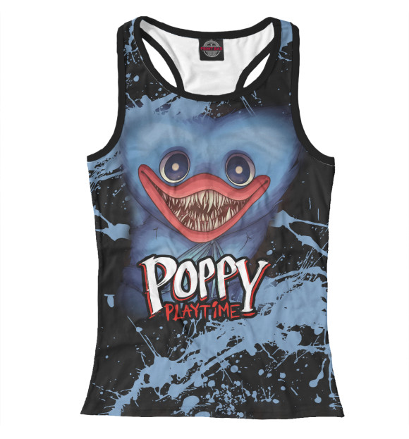 Женская майка-борцовка с притом Хагги Вагги брызги цвета Белый Женская майка-борцовка с изображением Хагги Вагги брызги цвета Белый