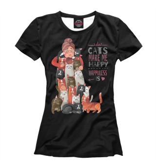 Женская футболка Коты делают меня счастливее