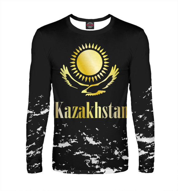 Мужской лонгслив с изображением Kazakhstan цвета Белый