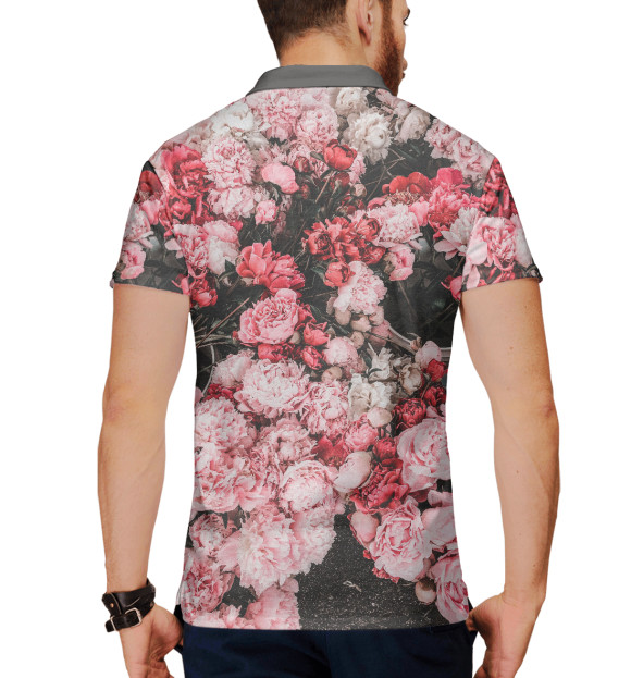 Мужское поло с изображением Дикие розы цвета Белый