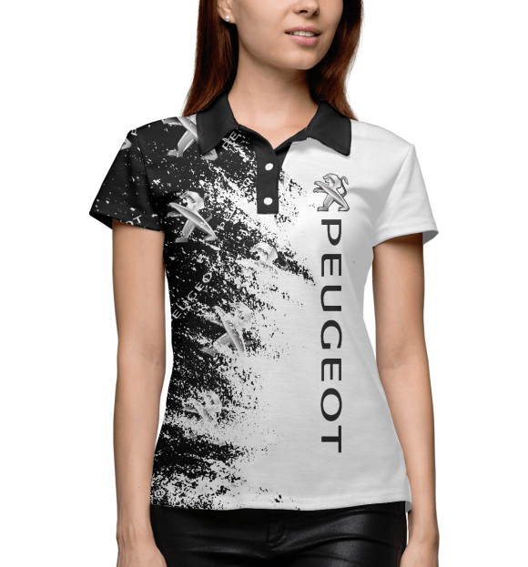 Женское поло с изображением Peugeot цвета Белый