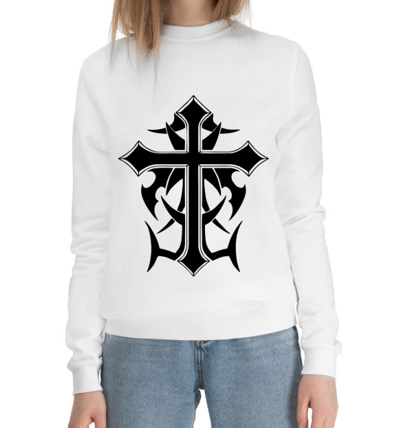 Женский хлопковый свитшот с изображением Тату цвета Белый