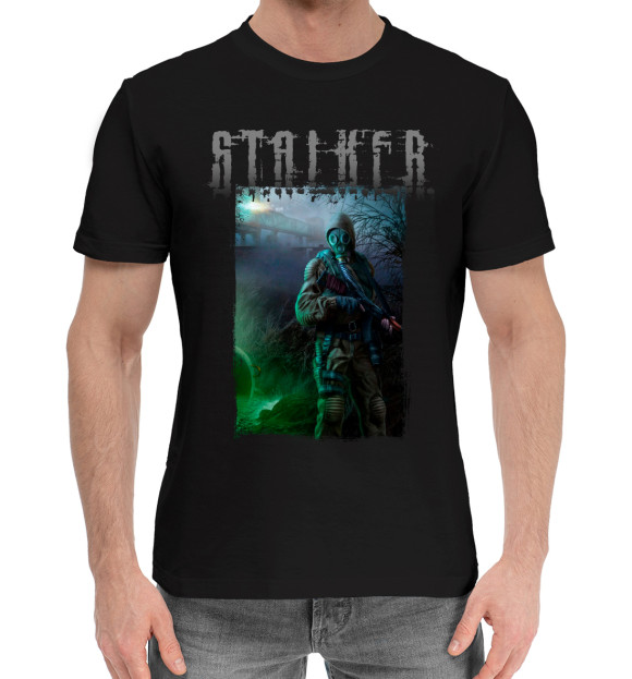 Мужская хлопковая футболка с изображением S.T.A.L.K.E.R цвета Черный