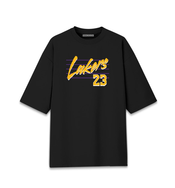 Мужская футболка оверсайз с изображением Lakers 23 цвета Черный