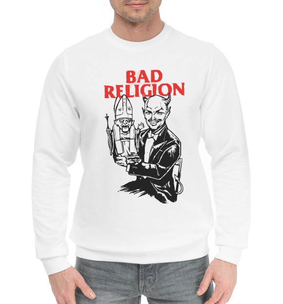 Мужской хлопковый свитшот с изображением Bad Religion цвета Белый