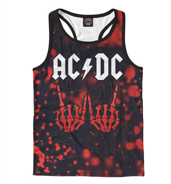 Мужская майка-борцовка с изображением AC/DC цвета Белый