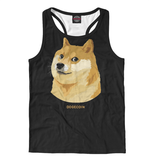 Мужская майка-борцовка с изображением Dogecoin цвета Белый