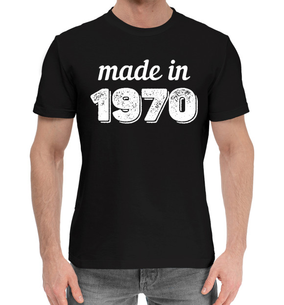 Мужская хлопковая футболка с изображением Made in 1970 цвета Черный