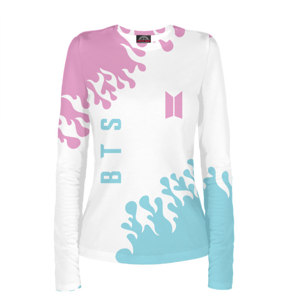Женский лонгслив с изображением BTS цвета Белый