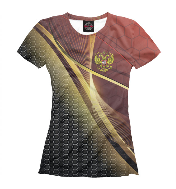 Женская футболка с изображением Russia Sport: Red and Black цвета Белый