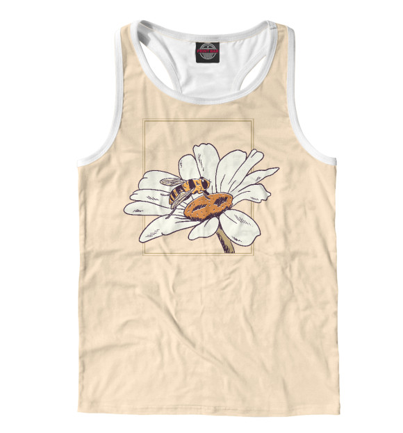 Мужская майка-борцовка с притом Bee flower цвета Белый Мужская майка-борцовка с изображением Bee flower цвета Белый