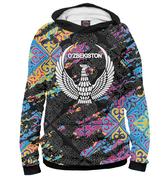 Женское худи с изображением Узбекистан цвета Белый