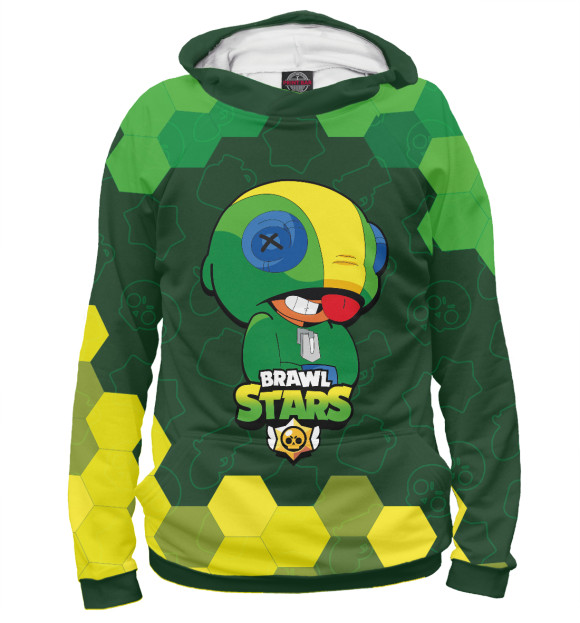 Мужское худи с изображением Brawl Stars Leon цвета Белый