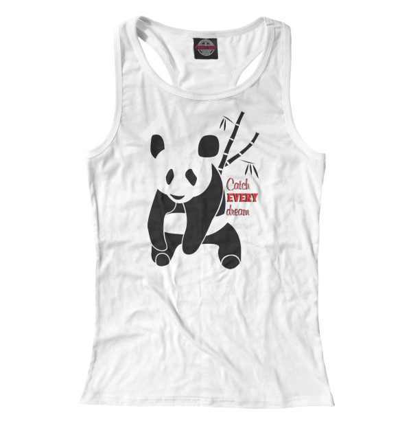 Женская майка-борцовка с изображением Панда и сон цвета Белый