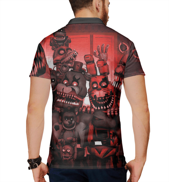 Мужское поло с изображением Five Nights at Freddy's цвета Белый