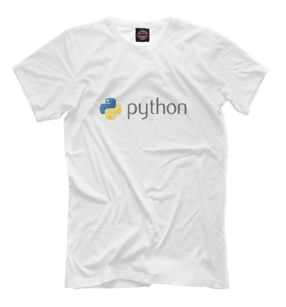 Мужская футболка с изображением Python Logo цвета Белый