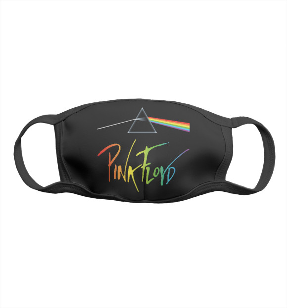 Маска тканевая с изображением Pink Floyd радужный логотип цвета Белый