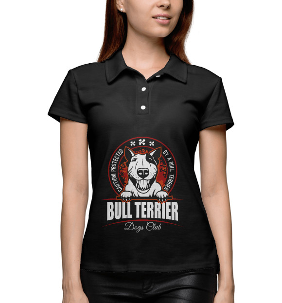 Женское поло с изображением Bull terrier цвета Белый