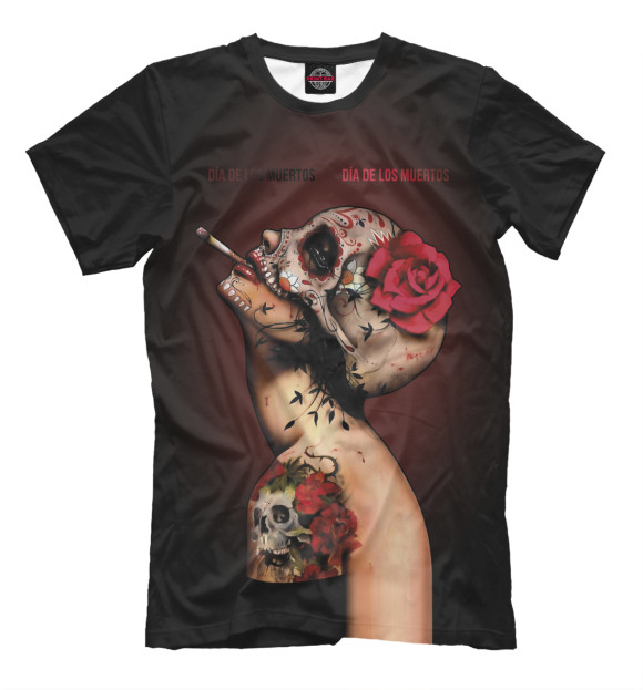 Мужская футболка с изображением Ведьма с красной розой цвета Белый