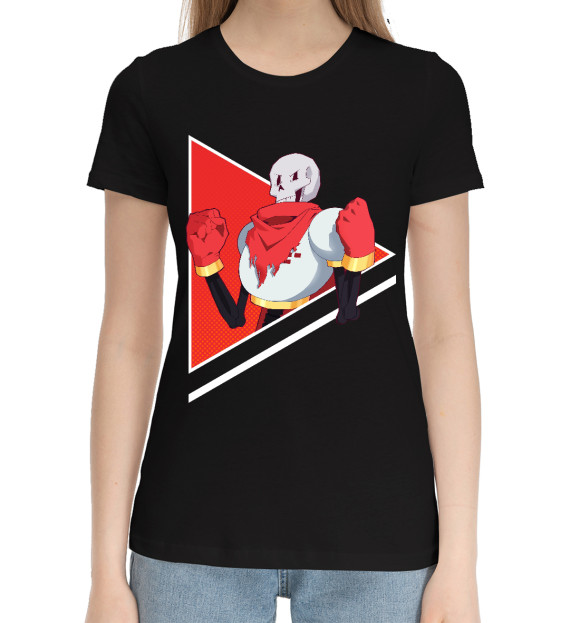 Женская хлопковая футболка с изображением Папирус цвета Черный