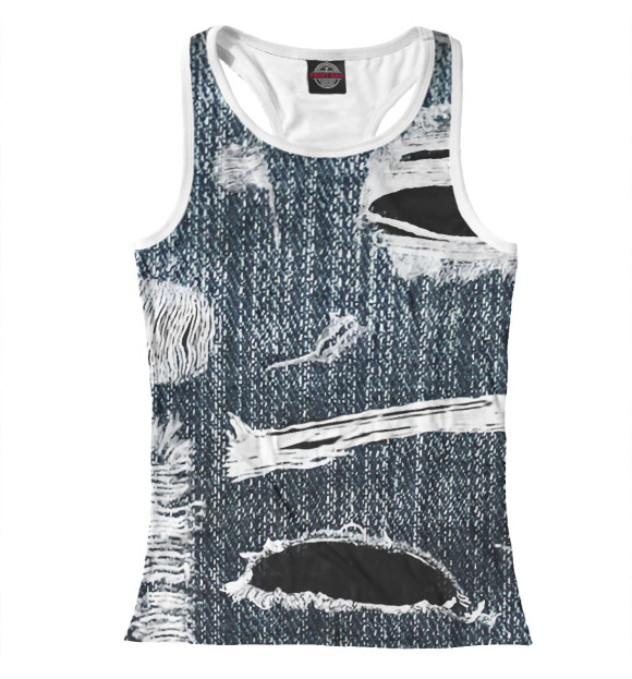 Женская майка-борцовка с изображением Джинсовое рваньё / Rags цвета Белый