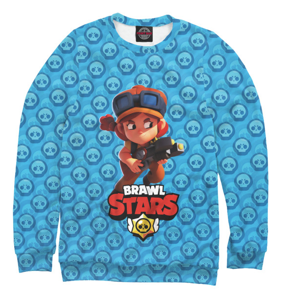 Мужской свитшот с изображением Brawl Stars Jessie цвета Белый