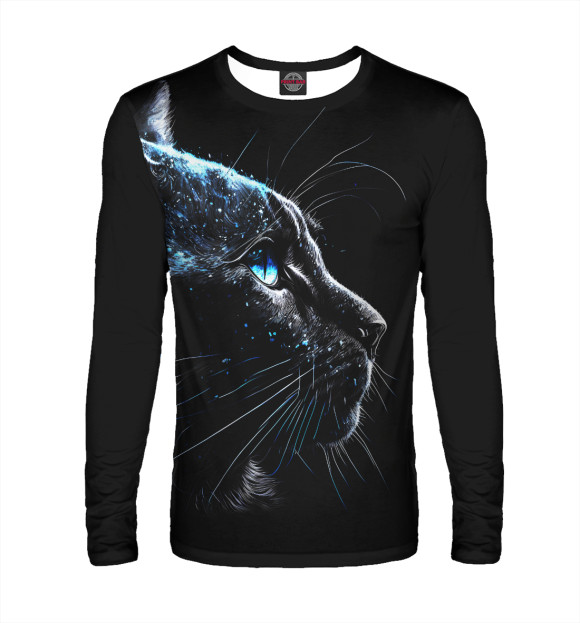 Мужской лонгслив с изображением Голубоглазая кошечка цвета Белый