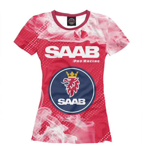 Женская футболка с изображением Saab | Pro Racing | Огонь цвета Белый
