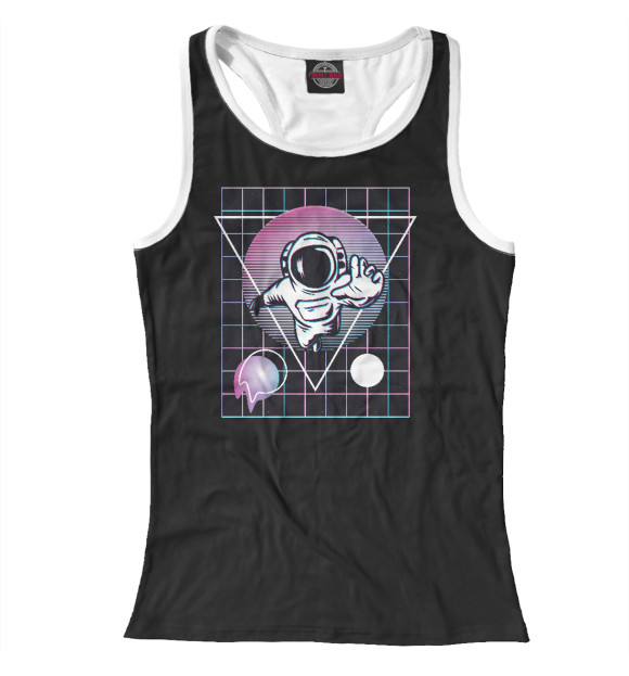 Женская майка-борцовка с изображением Vaporwave astronaut цвета Белый