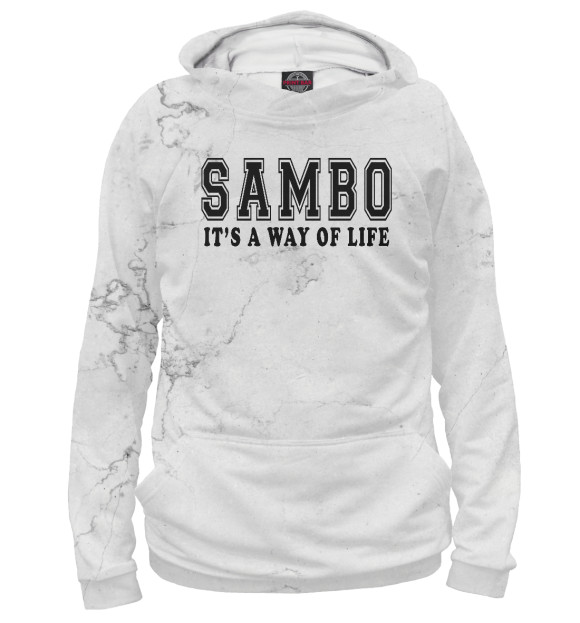 Мужское худи с изображением Sambo It's way of life цвета Белый
