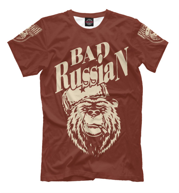 Мужская футболка с изображением Плохой русский цвета Белый