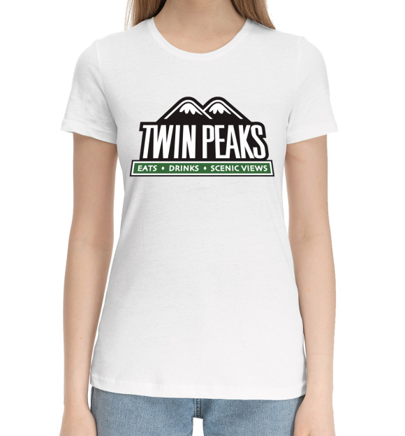 Женская хлопковая футболка с изображением Twin Peaks цвета Белый