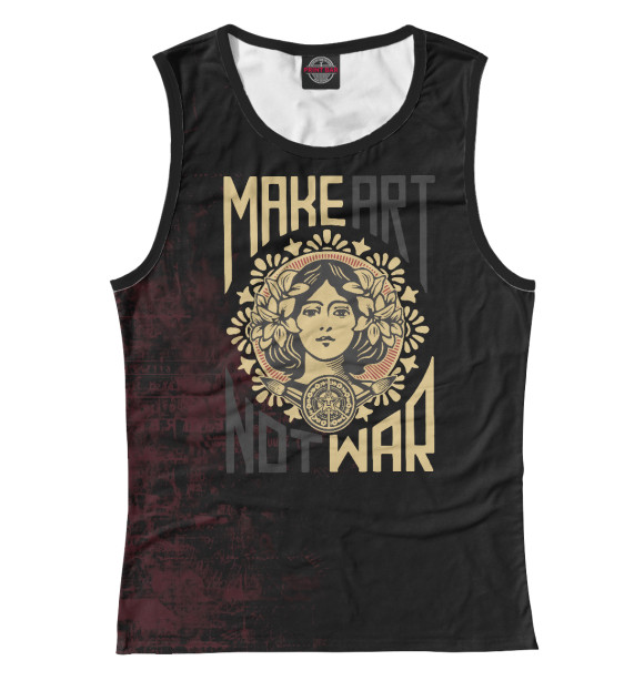 Майка для девочки с притом Make Art Not War цвета Белый Майка для девочки с изображением Make Art Not War цвета Белый