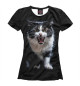 Женская футболка Черно-белый атакующий кот
