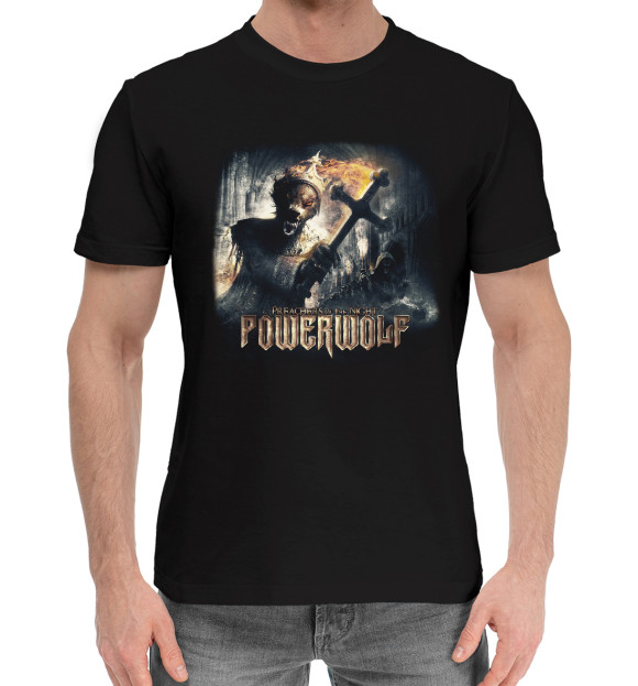 Мужская хлопковая футболка с изображением Powerwolf цвета Черный