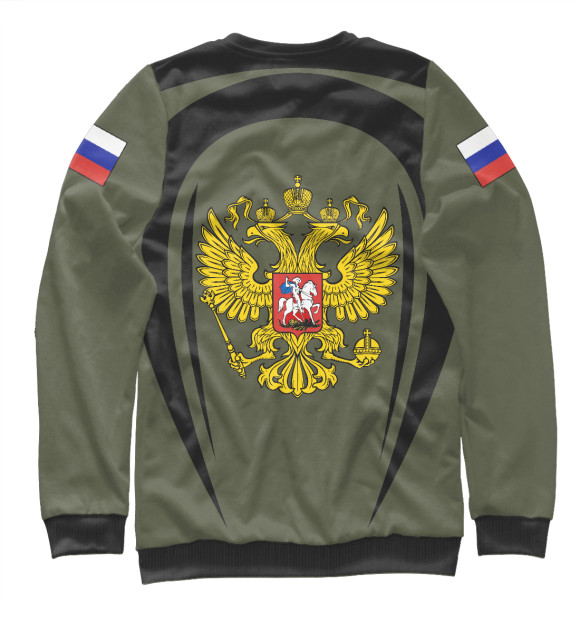 Свитшот для мальчиков с изображением RUSSIA на зелёном фоне цвета Белый