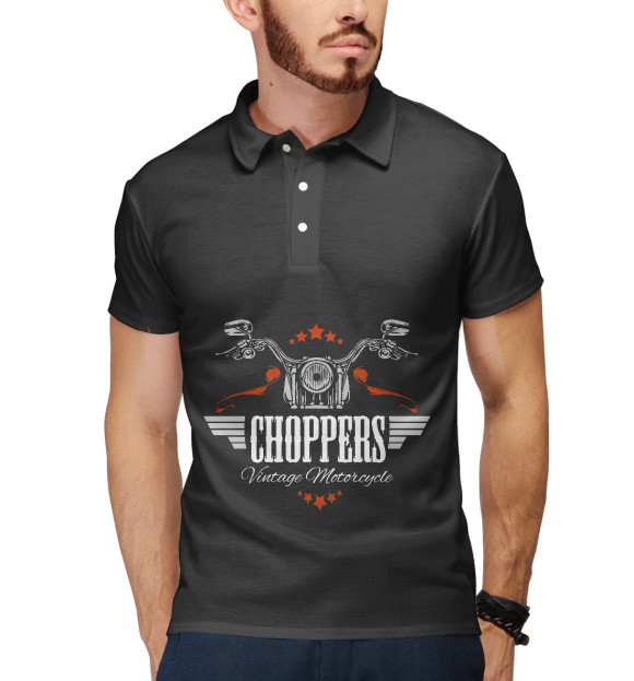 Мужское поло с изображением Choppers цвета Белый