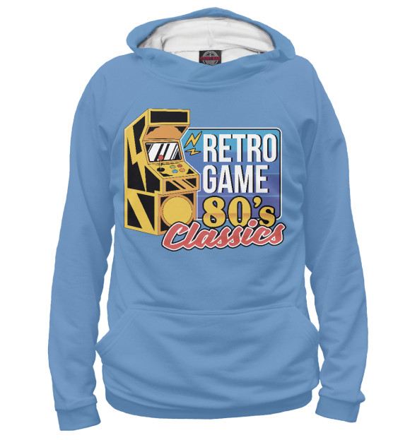 Женское худи с изображением Retro game 80's classics цвета Белый