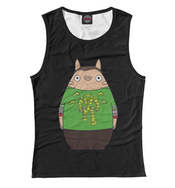 Майка для девочки с притом Тоторо Шелдон цвета Белый Майка для девочки с изображением Тоторо Шелдон цвета Белый