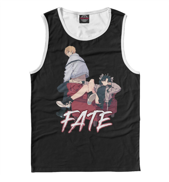 Мужская майка с притом Гильгамеш и Иштар. Fate цвета Белый Мужская майка с изображением Гильгамеш и Иштар. Fate цвета Белый