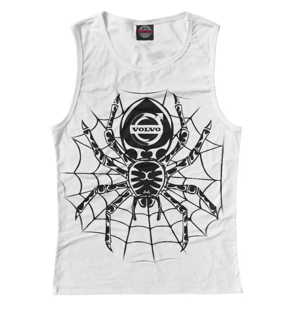 Женская майка с изображением Volvo - паук цвета Белый