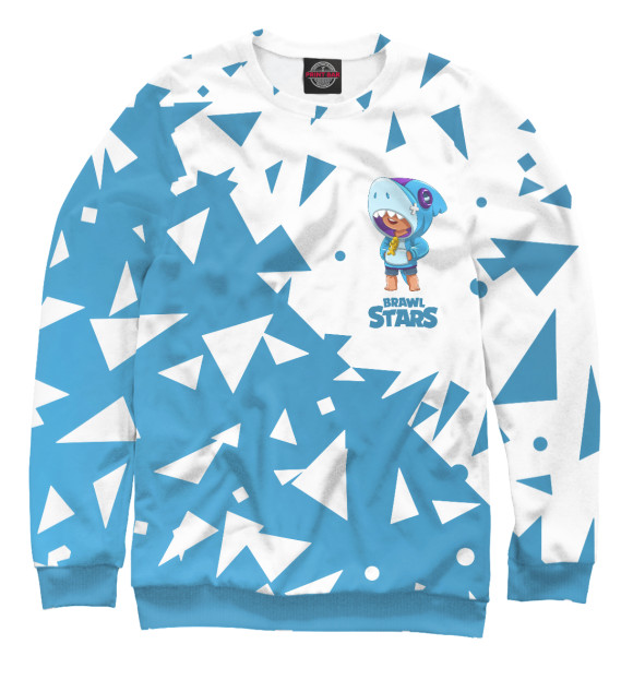 Свитшот для девочек с изображением Brawl Stars: Shark Leon цвета Белый