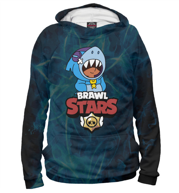 Женское худи с изображением Brawl Stars: Leon Shark цвета Белый
