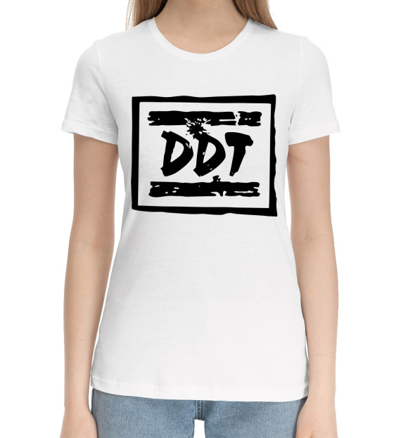 Женская хлопковая футболка с изображением ДДТ цвета Белый