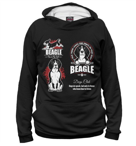 Женское худи с изображением Beagle цвета Белый