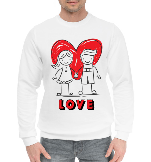 Мужской хлопковый свитшот с изображением LOVE цвета Белый