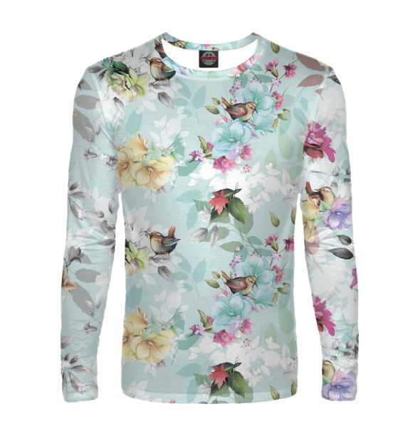 Мужской лонгслив с изображением Нежные цветы цвета Белый