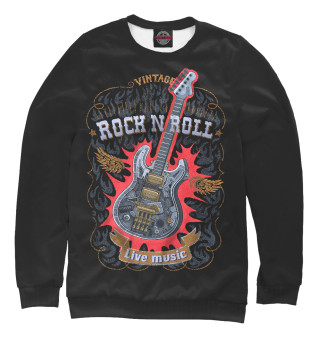 Женский свитшот Гитара стимпанк с надписью  rock n roll
