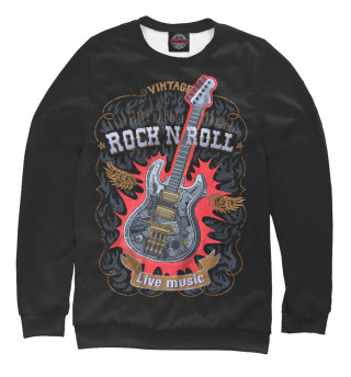 Женский свитшот Гитара стимпанк с надписью rock n roll